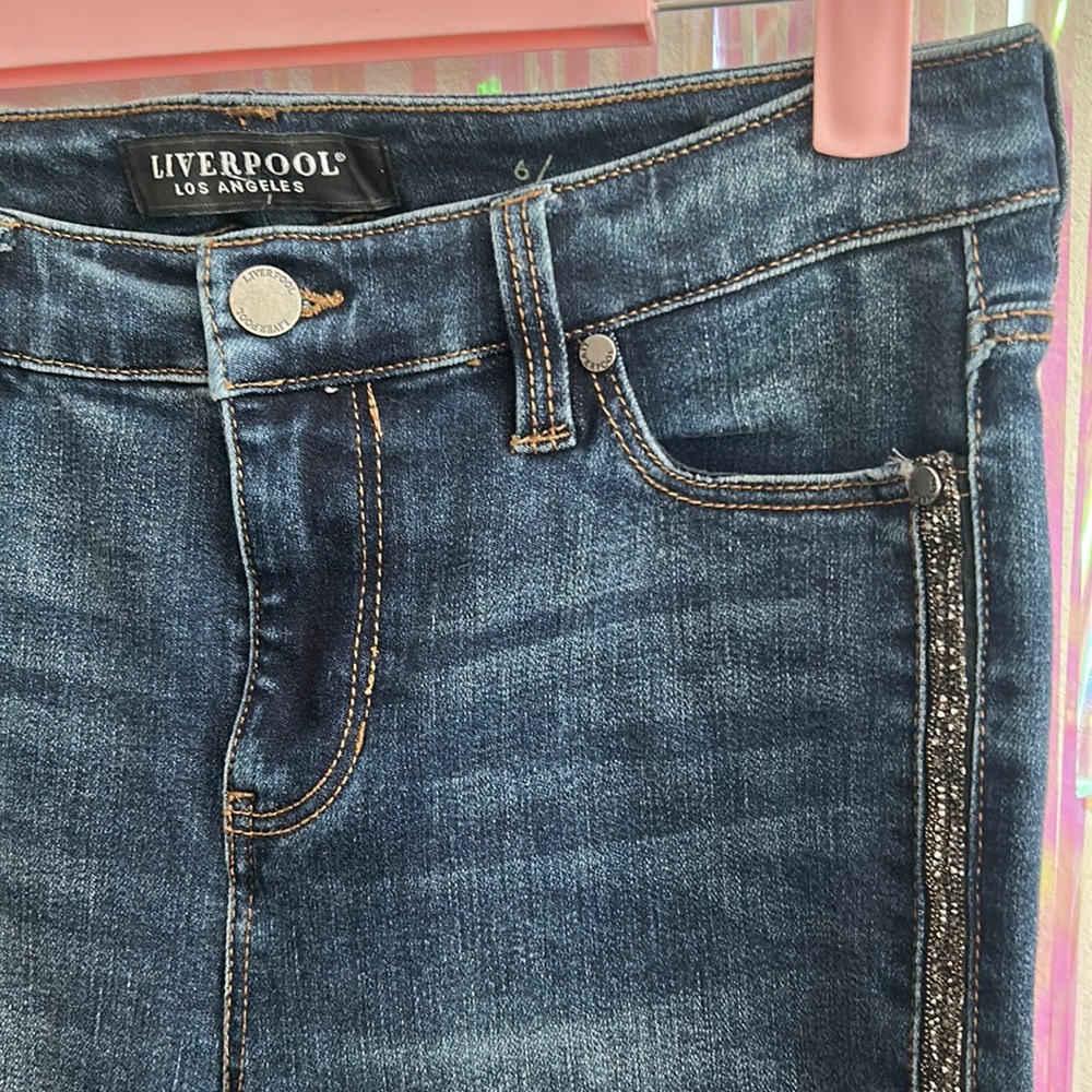 Liverpool, ankle jeans with rhinestones, size 6